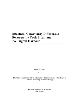 Intertidal Community Differences Between the Cook Strait and Wellington Harbour