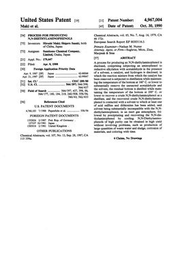 United States Patent (19) 11 Patent Number: 4,967,004 Maki Et Al