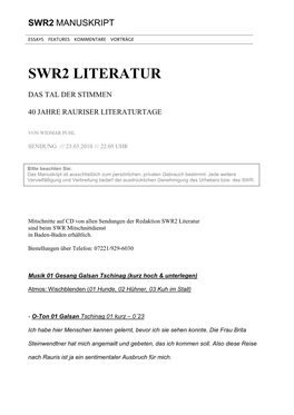 Swr2 Literatur