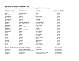 Spring Plant Sale List 2021