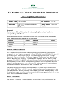 Low Cycle Fatigue Evaluation Tool Planned Starting Fall 2019 QG TOOL Semester