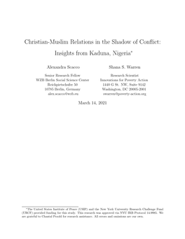 Christian-Muslim Relations in the Shadow of Conflict