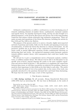 From Harmonic Analysis to Arithmetic Combinatorics