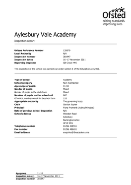 Aylesbury Vale Academy Inspection Report