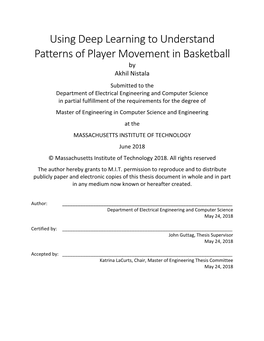 Using Deep Learning to Understand Patterns of Player Movement In