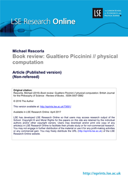 Gualtiero Piccinini // Physical Computation