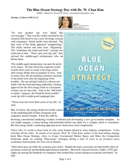 The Blue Ocean Strategy Day with Dr. W. Chan Kim Admix / Marjorie Teresa R