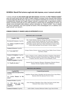 SCHEDA / Bandi Pisl Turismo Sugli Aiuti Alle Imprese, Ecco I Comuni Coinvolti