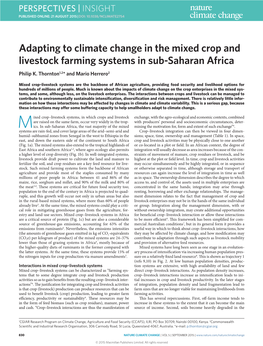 Adapting to Climate Change in the Mixed Crop and Livestock Farming Systems in Sub-Saharan Africa Philip K