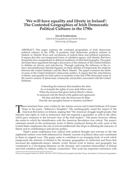 The Contested Geographies of Irish Democratic Political Cultures in the 1790S