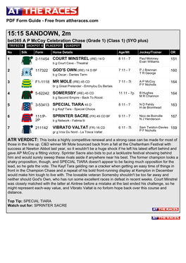 At the Races PDF FORM GUIDE