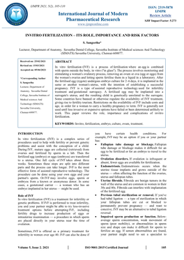 International Journal of Modern Pharmaceutical Research