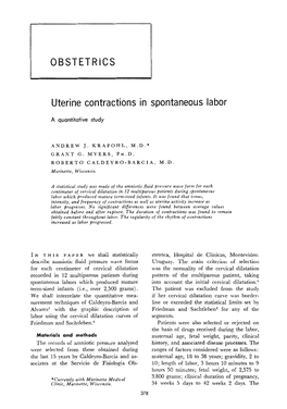 Uterine Contractions in Spontaneous Labor