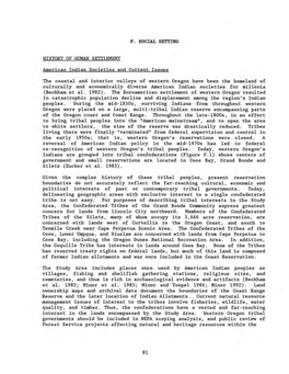 F. SOCIAL SETTING HISTORY of HUMAN SETTLEMENT American Indian Societies and Current Issues the Coastal and Interior Valleys Of