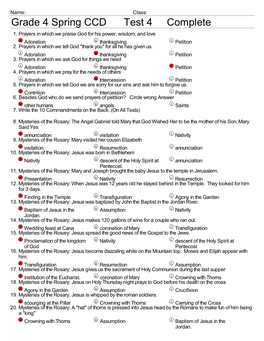 Grade 4 Spring CCD Test 4 Complete 1