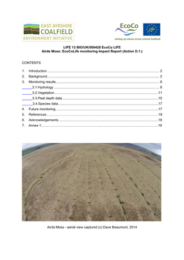 LIFE 13 BIO/UK/000428 Ecoco LIFE Airds Moss: Ecocolife Monitoring Impact Report (Action D.1.)