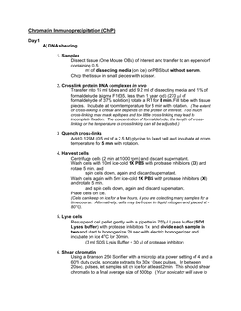 Chromatin Immunoprecipitation (Chip)