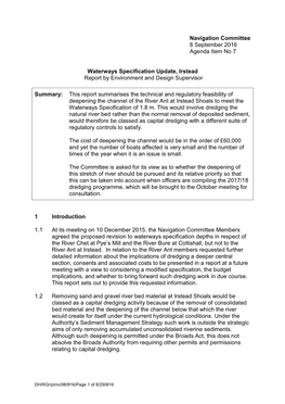 Waterways Specification Update Irstead