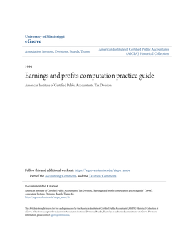 Earnings and Profits Computation Practice Guide American Institute of Certified Public Accountants