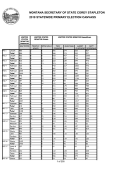 2018 Statewide Primary Election Canvass Montana