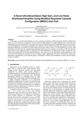 A Novel Ultra-Broad Band, High Gain, and Low Noise Distributed Amplifier Using Modified Regulated Cascode Configuration (MRGC) Gain-Cell