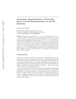 [Math.CA] 3 Nov 2005 Ua Ntecs Fteohrsre Osdrd–Tegaussia the – Considered Corresponding Series the Other the 2 Reproducing of Form, Case the Closed in Funct in Mula