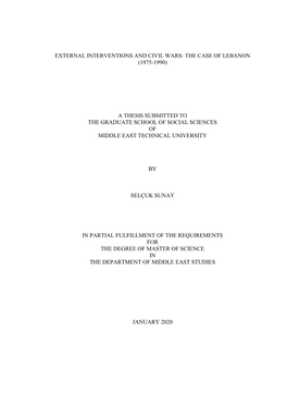 External Interventions and Civil Wars: the Case of Lebanon (1975-1990)