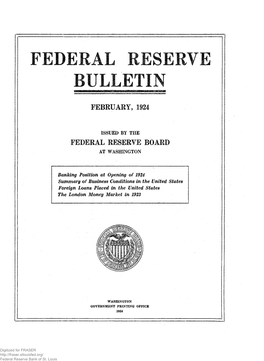 Federal Reserve Bulletin February 1924