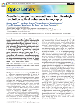 Q-Switch-Pumped Supercontinuum for Ultra-High Resolution Optical Coherence Tomography