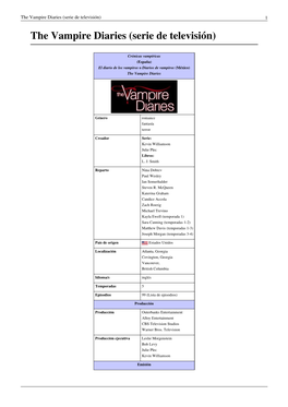 The Vampire Diaries (Serie De Televisión) 1 the Vampire Diaries (Serie De Televisión)