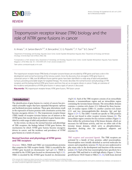 (TRK) Biology and the Role of NTRK Gene Fusions in Cancer