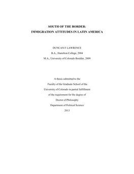 Immigration Attitudes in Latin America