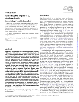 Exploiting the Engine of C4 Photosynthesis | 2991