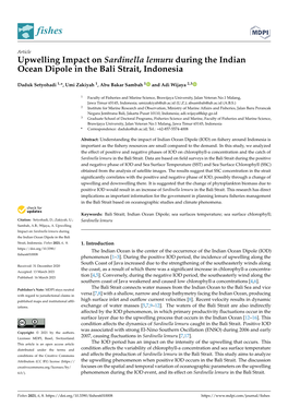 Upwelling Impact on Sardinella Lemuru During the Indian Ocean Dipole in the Bali Strait, Indonesia