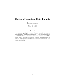 Basics of Quantum Spin Liquids