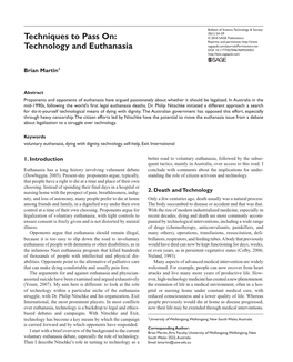 Technology and Euthanasia DOI: 10.1177/0270467609355053