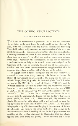 THE Mythic Resurrection Is Primarily That of the Sun