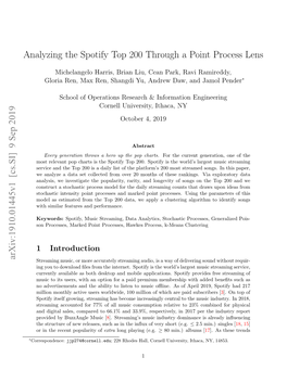 The Spotify Top 200 Through a Point Process Lens