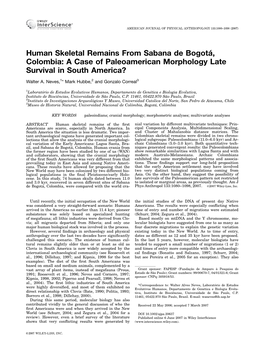 Human Skeletal Remains from Sabana De Bogotá, Colombia
