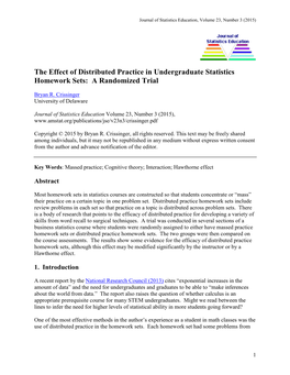 The Effect of Distributed Practice in Undergraduate Statistics Homework Sets: a Randomized Trial