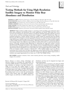 Testing Methods for Using High-Resolution Satellite Imagery to Monitor Polar Bear Abundance and Distribution