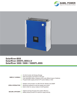 Solarriver-BSS Solarriver 2000TL-BSS-LV Solarriver 3000 / 5000 / 10000TL-BSS