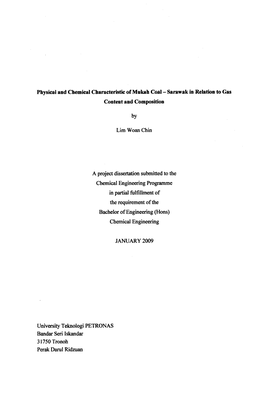 Physical and Chemical Characteristic of Mukah Coal