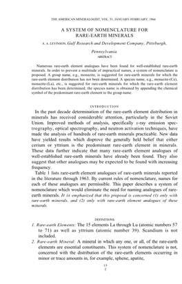 A SYSTEM of NOMENCLATURE for RARE-EARTH MINERALS In