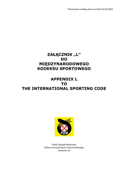 Załącznik „L” Do Międzynarodowego Kodeksu Sportowego