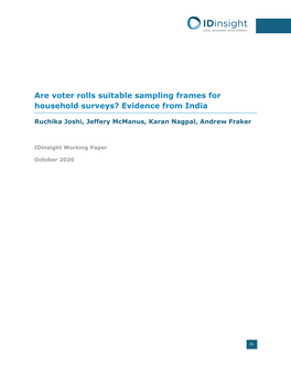 Are Voter Rolls Suitable Sampling Frames for Household Surveys? Evidence from India