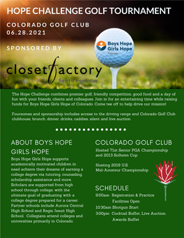 2021 Golf Tournament Sponsorship