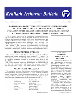 Kehilath Jeshurun Bulletin