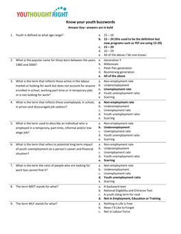 Answer Key– Answers Are in Bold