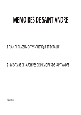 Memoires De Saint Andre Prehistoire - Paleolithique